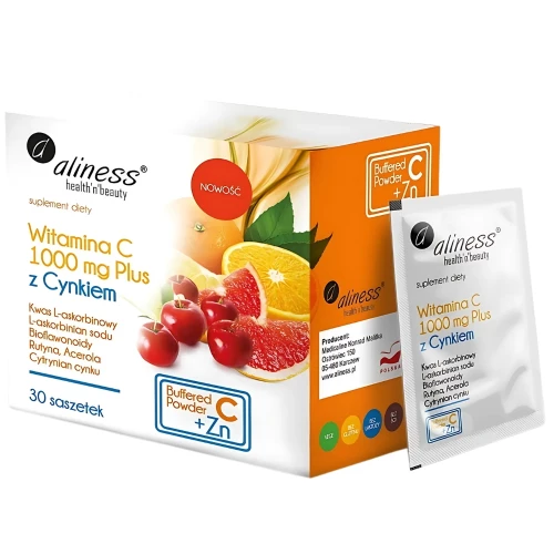 Aliness - Witamina C 1000 mg z CYNKIEM PLUS - 30 saszetek Aliness - Witamina C 1000 mg z CYNKIEM PLUS - 30 saszetek